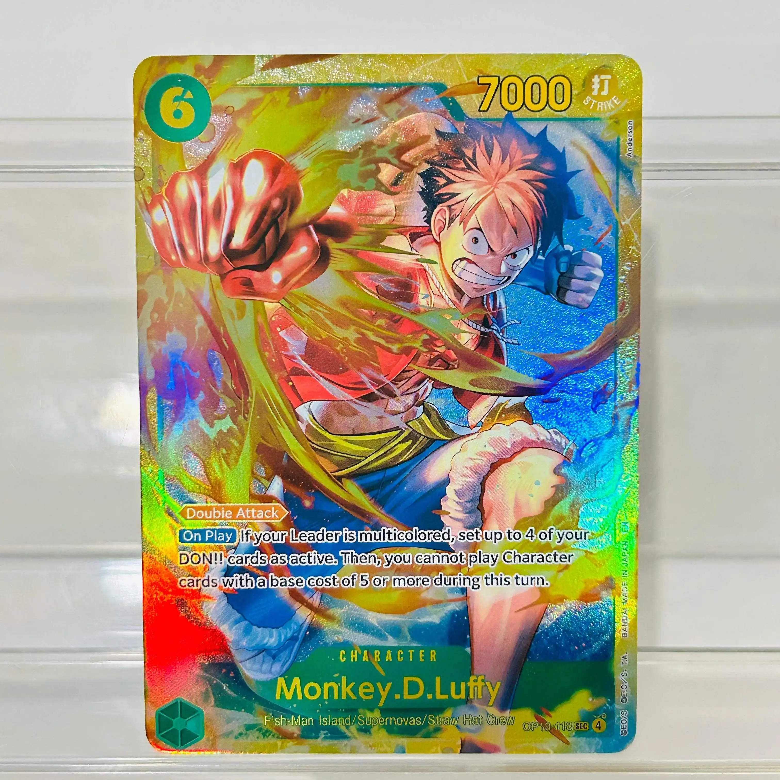 One Piece Monkey.D.Luffy OP13-118 Karte EN-Version Holografische Texturkarten Perfekter Zustand DIY Premium Anime Sammelkarte