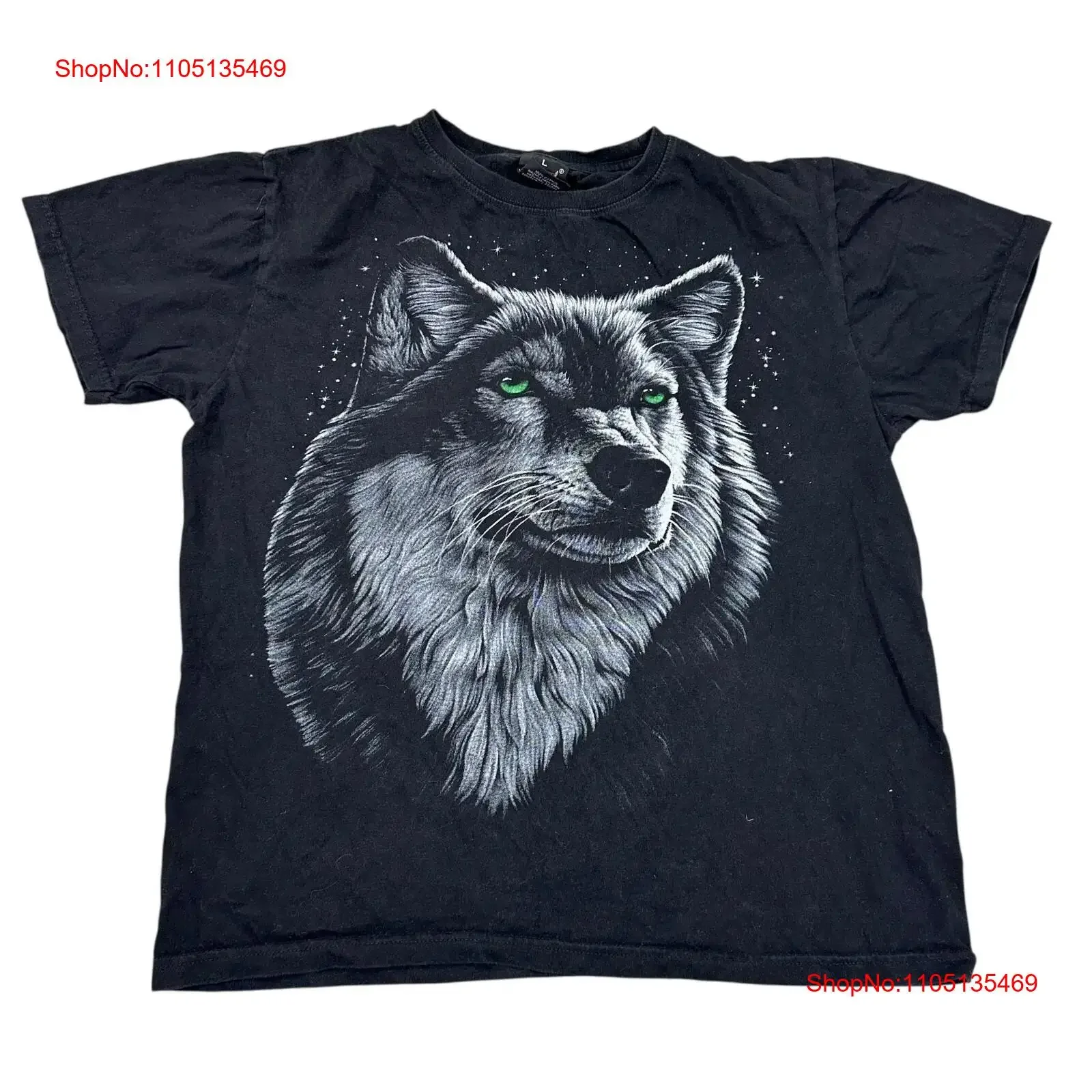 حار روك وولف تي شيرت طباعة الحياة البرية Y2K 00s أسود رجالي كبير خمر غسلها امتدت تنوعا للجنسين أوم تنفس