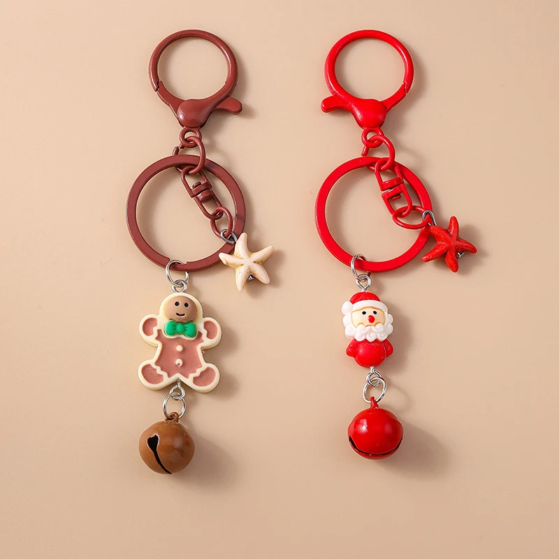 لطيف عيد الميلاد سانتا كلوز المفاتيح الزنجبيل رجل مفتاح قلادة عصابة للنساء الفتيات حقيبة يد ديكور DIY بها بنفسك هدايا مجوهرات عيد الميلاد #1