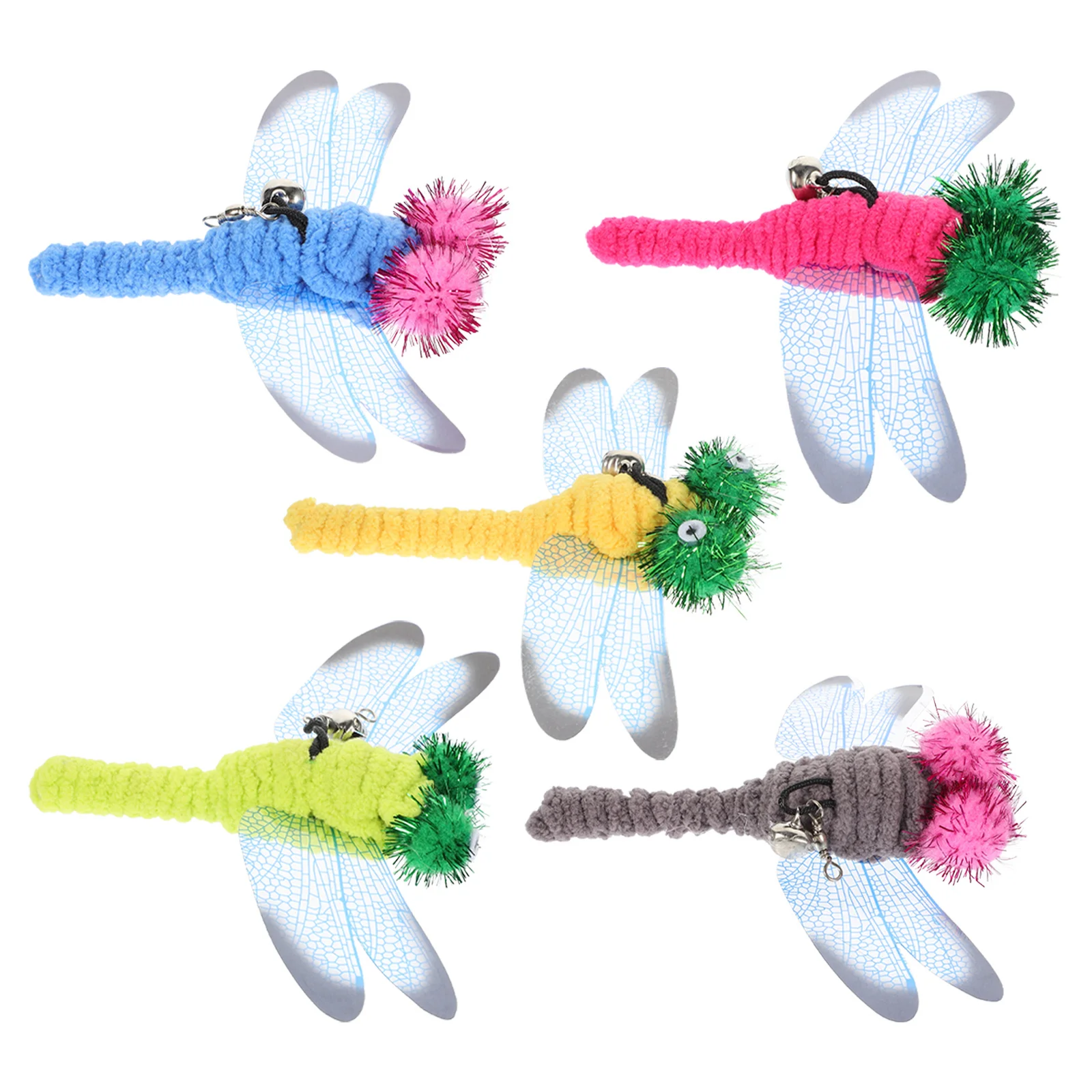 

5 pcs Dragonfly Cat Teaser Wand Heads Replacement For Interactive Cat Eco-Friendly Pet Teaser Sticks Catch For Cats Kitten