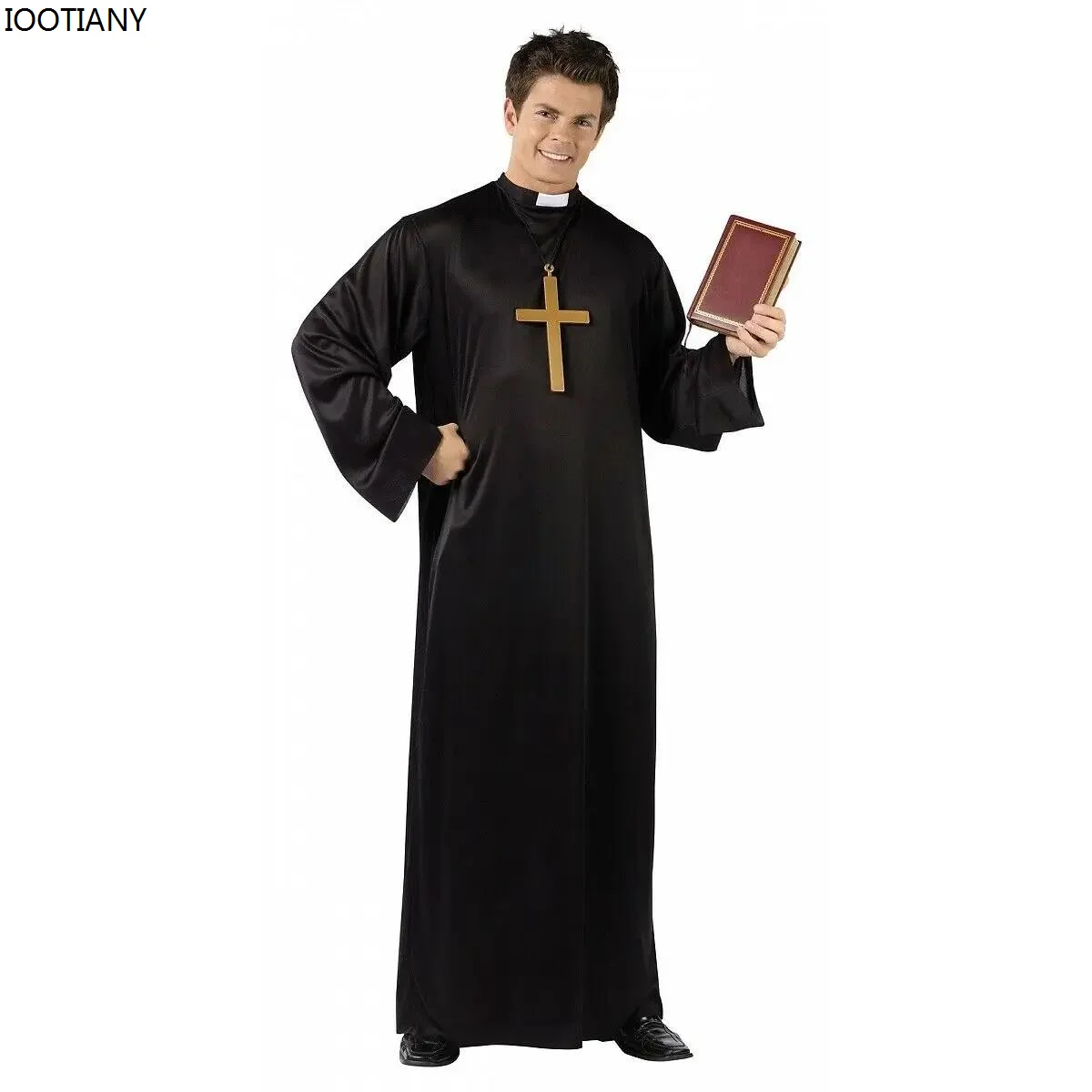 

IOOTIANY Men Religious Missionaries Pastor Costumes Adult Clergyman Priest Costume Halloween Purim Party Mardi Gras Fancy Dress