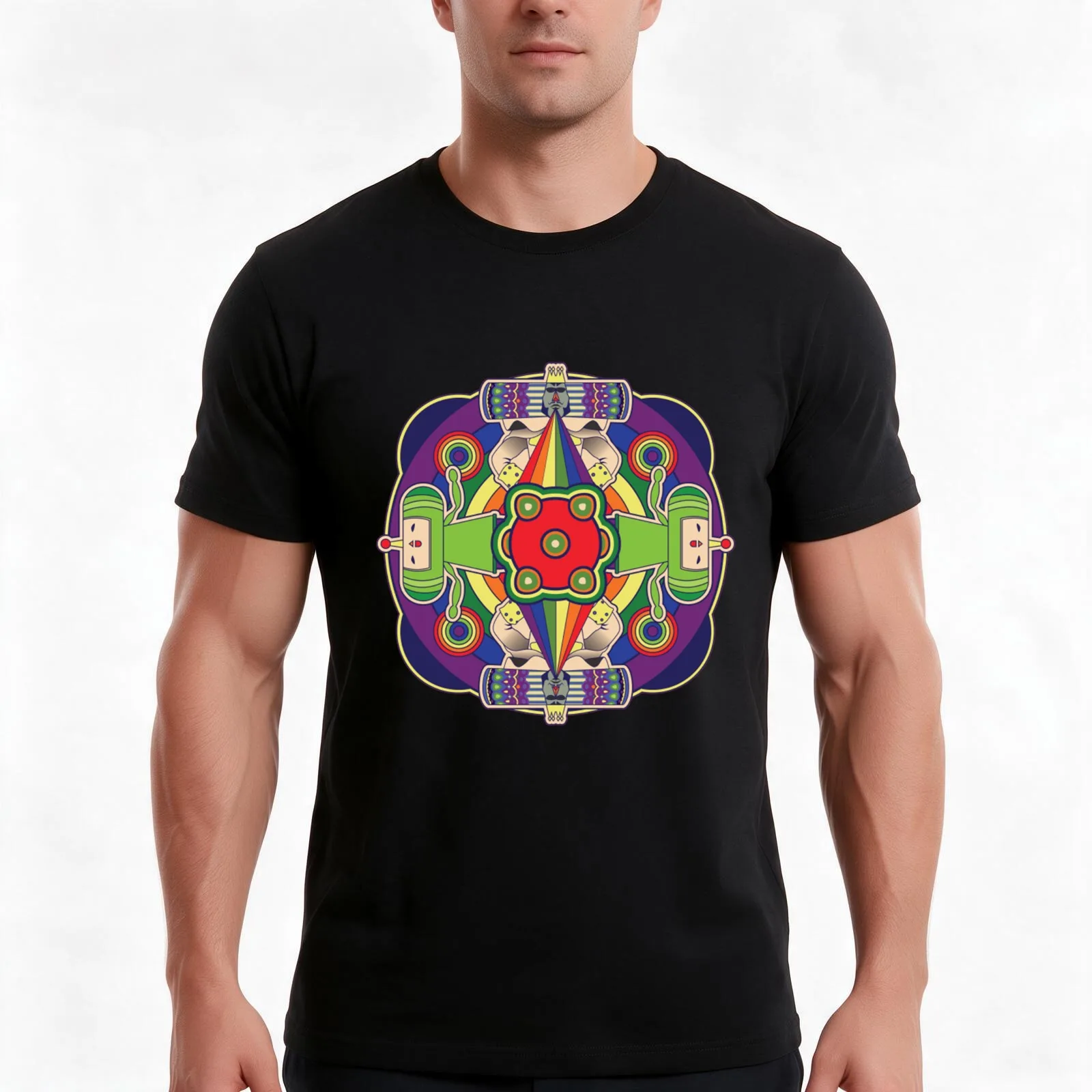 Mandala Katamari T-Shirt Summer Casual Cotton Tee Oversized Streetwear Tops Vintage Graphic Print Loose Fit Short Sleeve