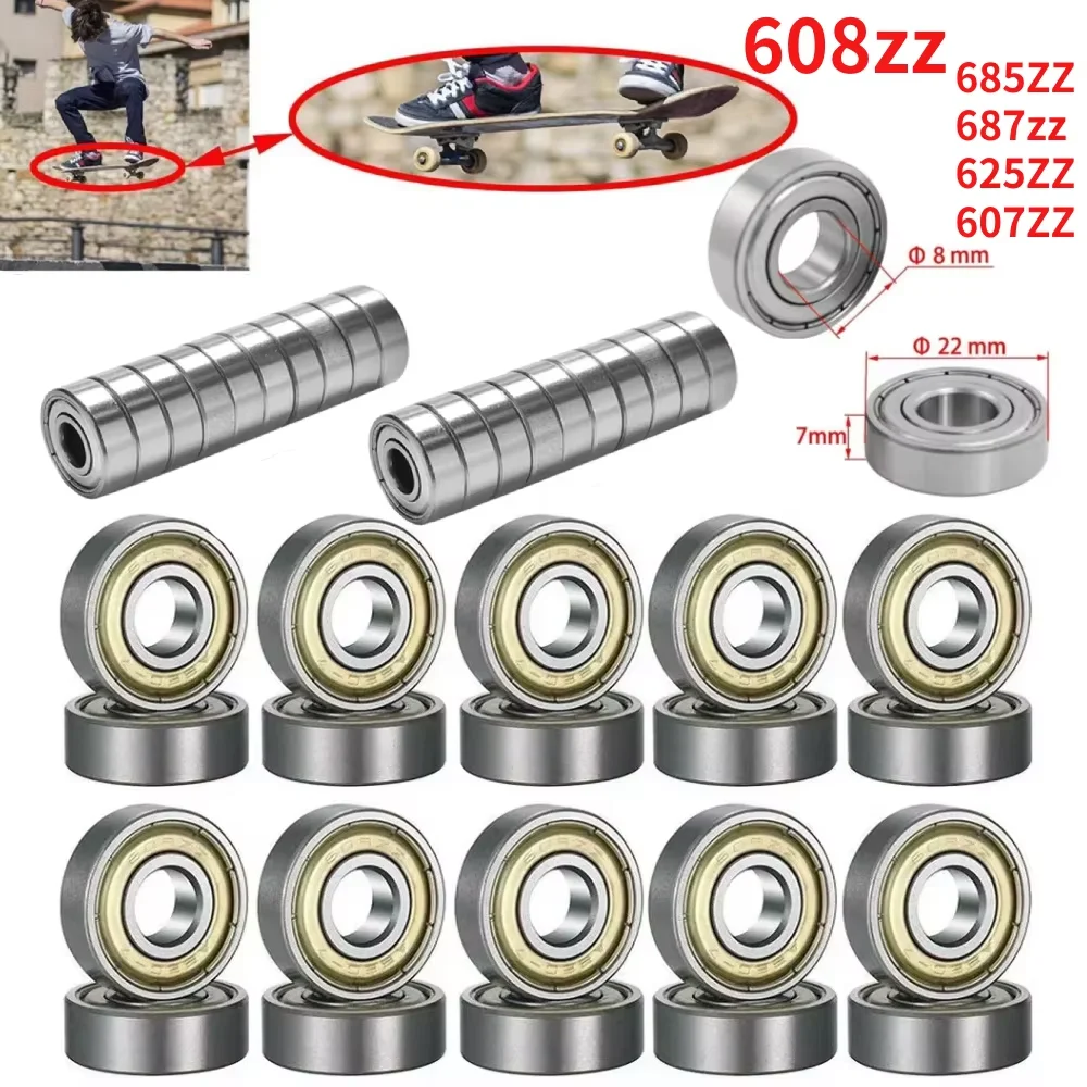 

10-100pcs 608ZZ Carbon Steel Deep Groove Ball Bearings for Longboard Skates Roller Skates Frictionless Miniature 608ZZ Bearings