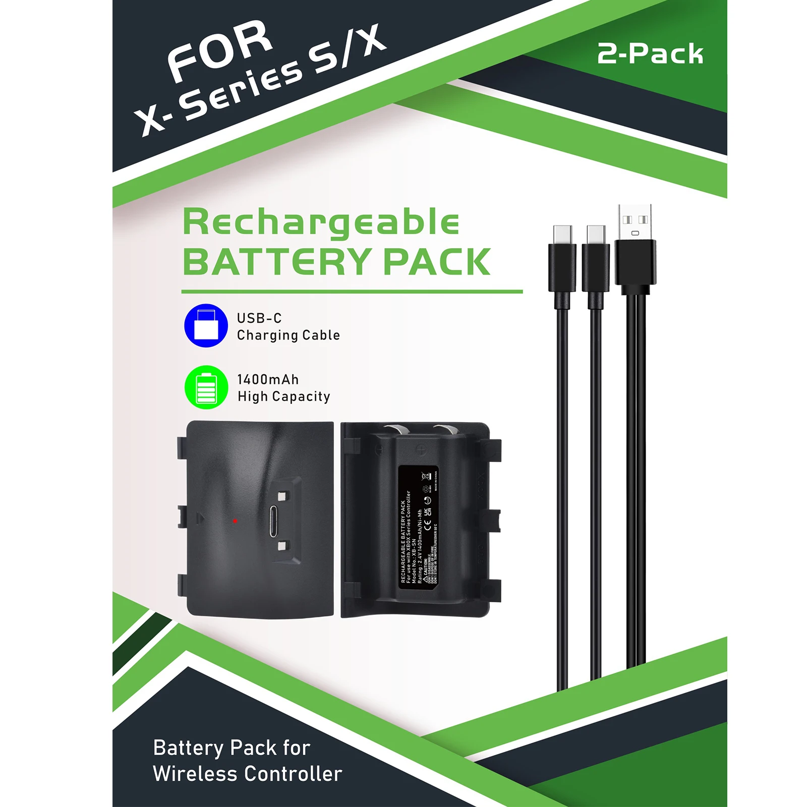 

Replacement for X-Series S/X Controller Battery Pack, Rechargeable Battery for X-Series S X-Series X with 2 in 1 Micro Charging