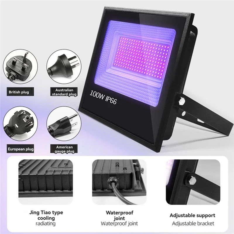 ABFY-LED Dance Light Outdoor, High Power With Plug For Glowparty Blacklight Flood Light