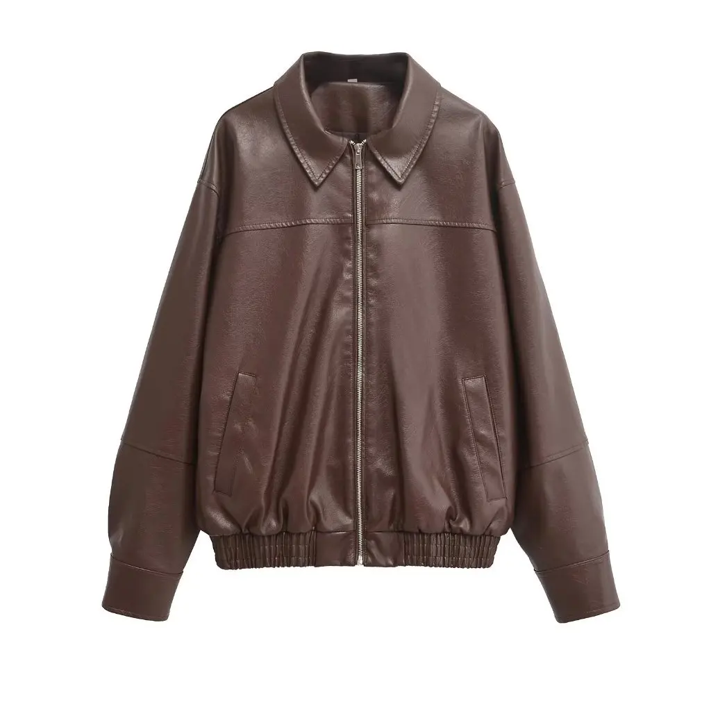 

New Fashion Joker PU Leather Jacket for Women Wholesale Supply