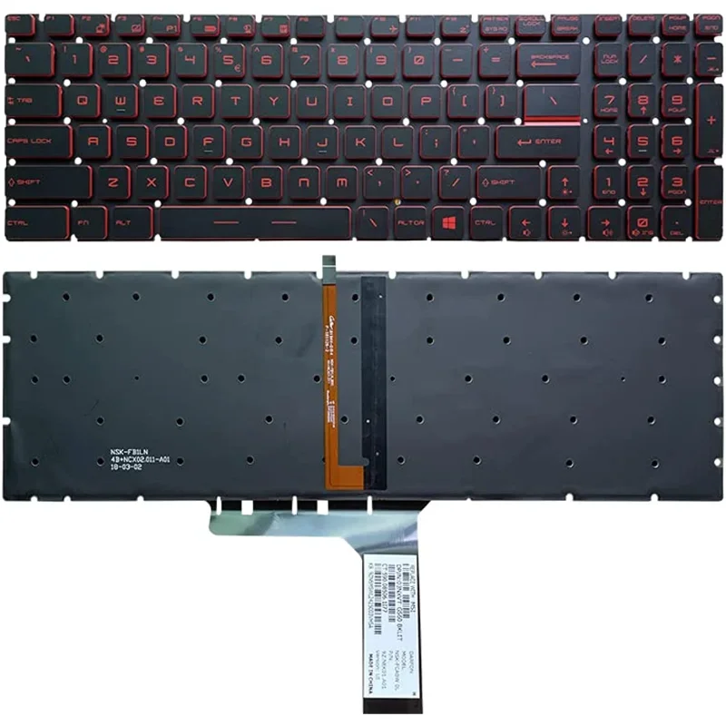 US Layout Laptop Keyboard for MSI GS63 GS60 GS70 GT72 GE62 GE72 PE60 PE70 GT62 GL62 GP62 GL72 GP72 PE62  Red Text, Backlight