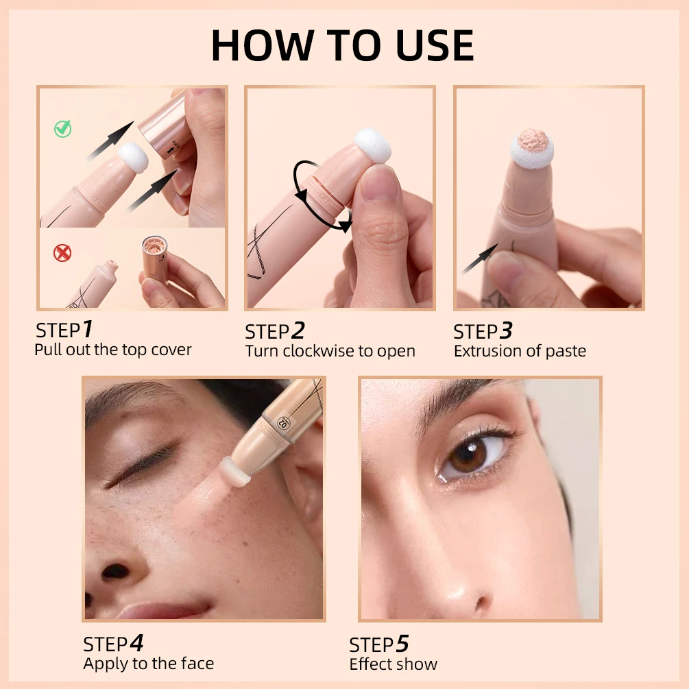 QIBEST Liquid Concealer Cream Waterproof Full Coverage Foundation Long Lasting Face Scars Acne Cover Smooth Moisturizing Makeup