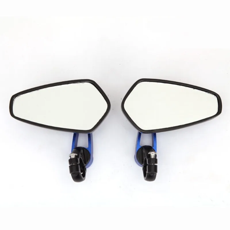 Espejo retrovisor azul para extremo de poste de motocicleta, 1 par, 7/8 pulgadas, para bicicleta de calle, bicicletas deportivas, modificación de espejo lateral para moto de cross