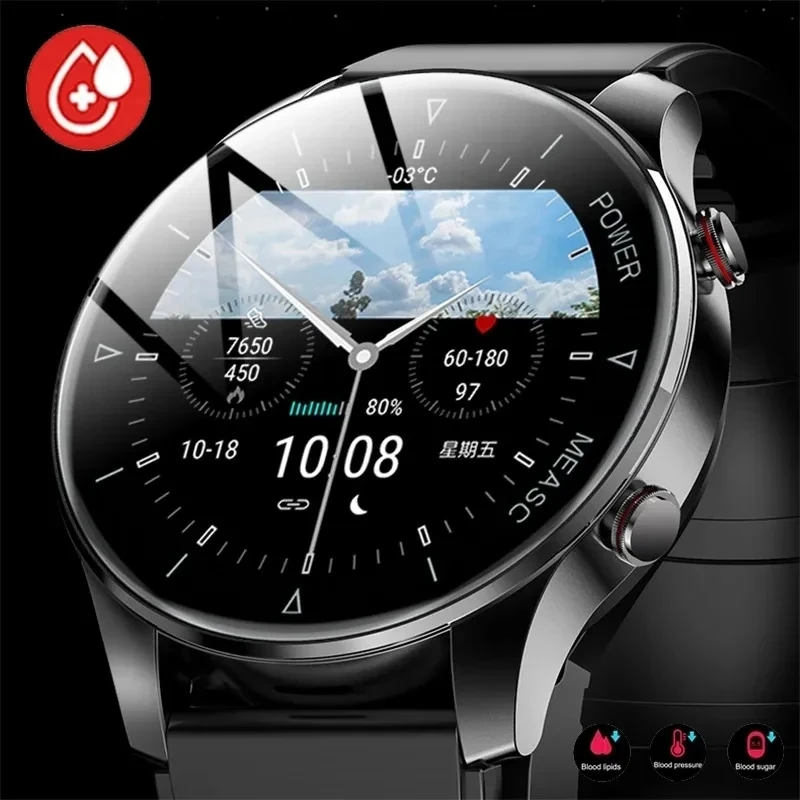 2024 neue Präzision Blutdruck messung Gesundheit Smartwatch Männer Luftpumpe Airbag Blutzucker Lipid Herzfrequenz Smartwatch