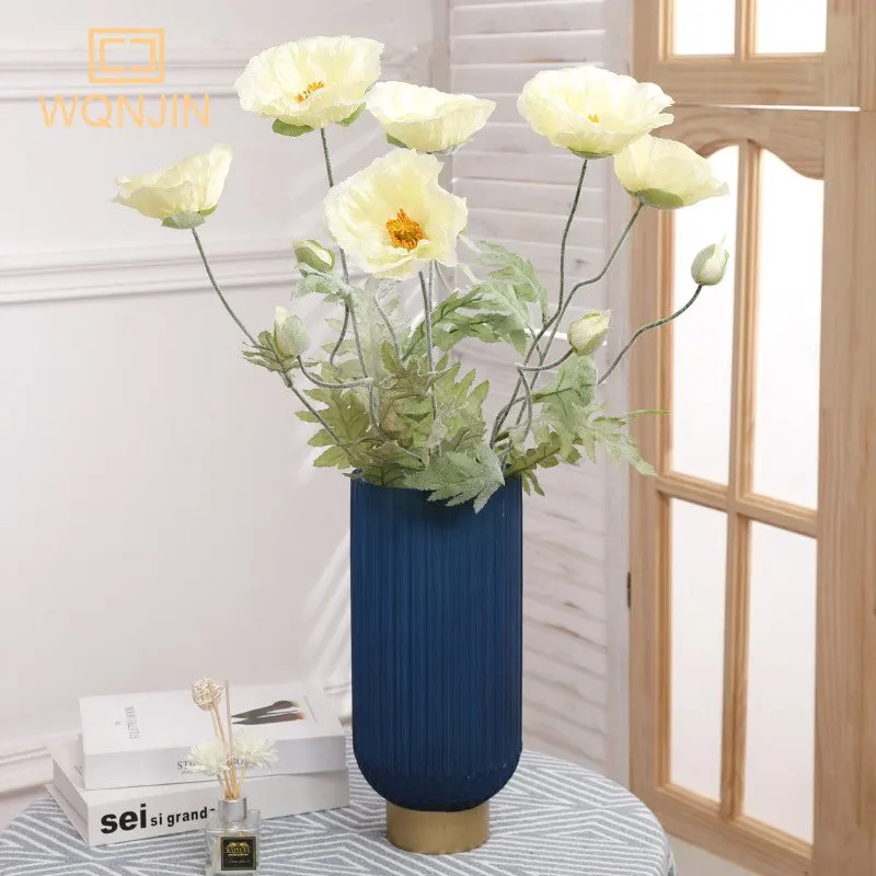 74 cm langer 2-köpfiger künstlicher Blumenstrauß, Heimdekoration, künstlicher Mohn, künstliche Blumen, DIY, handgefertigtes Kunsthandwerk, Geschenk, Hochzeitsdekoration – Detail 3