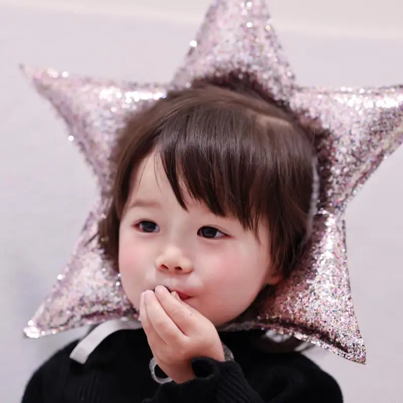 

L74F Handmade Star Headbands Glittered Hat Headwear Crown Carnivals Party Toy