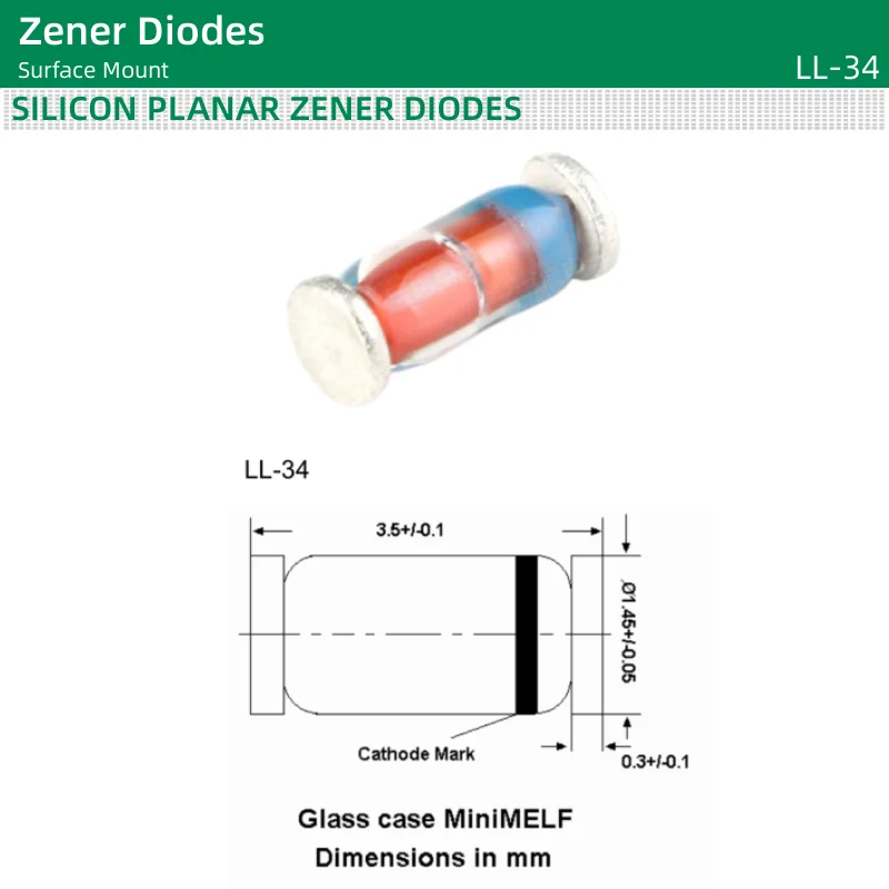 50pcs/lot SMD Zener Diodes LL-34 package ZMM11V 12V 13V 15V 16V 18V 20V 22V 24V 27V 30V 33V 36V 39V 43V 47V 51V 56V 62V 75V 82V