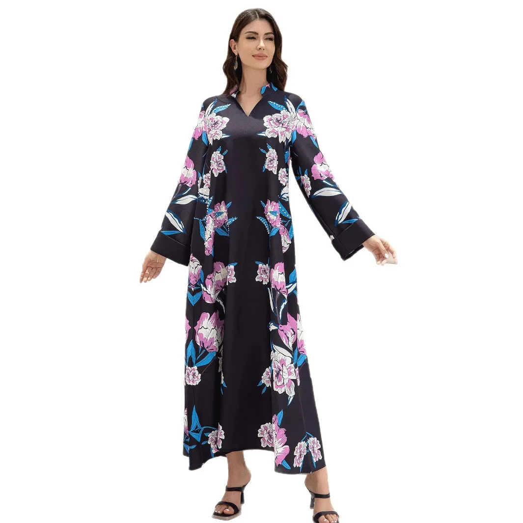 

Абая трансграничное мусульманское платье Ближнего Востока с горячим ромбовидным принтом и принтом тычинки, платье-халат Абая Cw03844