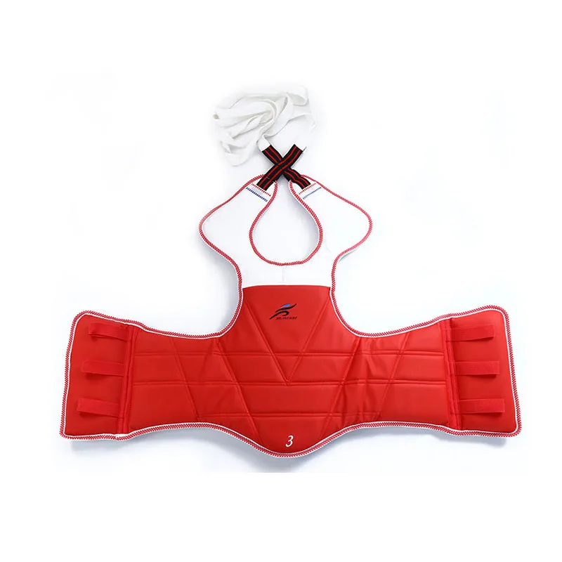 WTF Taekwondo Chest Protector Solid Reversible Chest Guard Body Protector Kids Leather Belt Karate Equipment Fot Adults Children