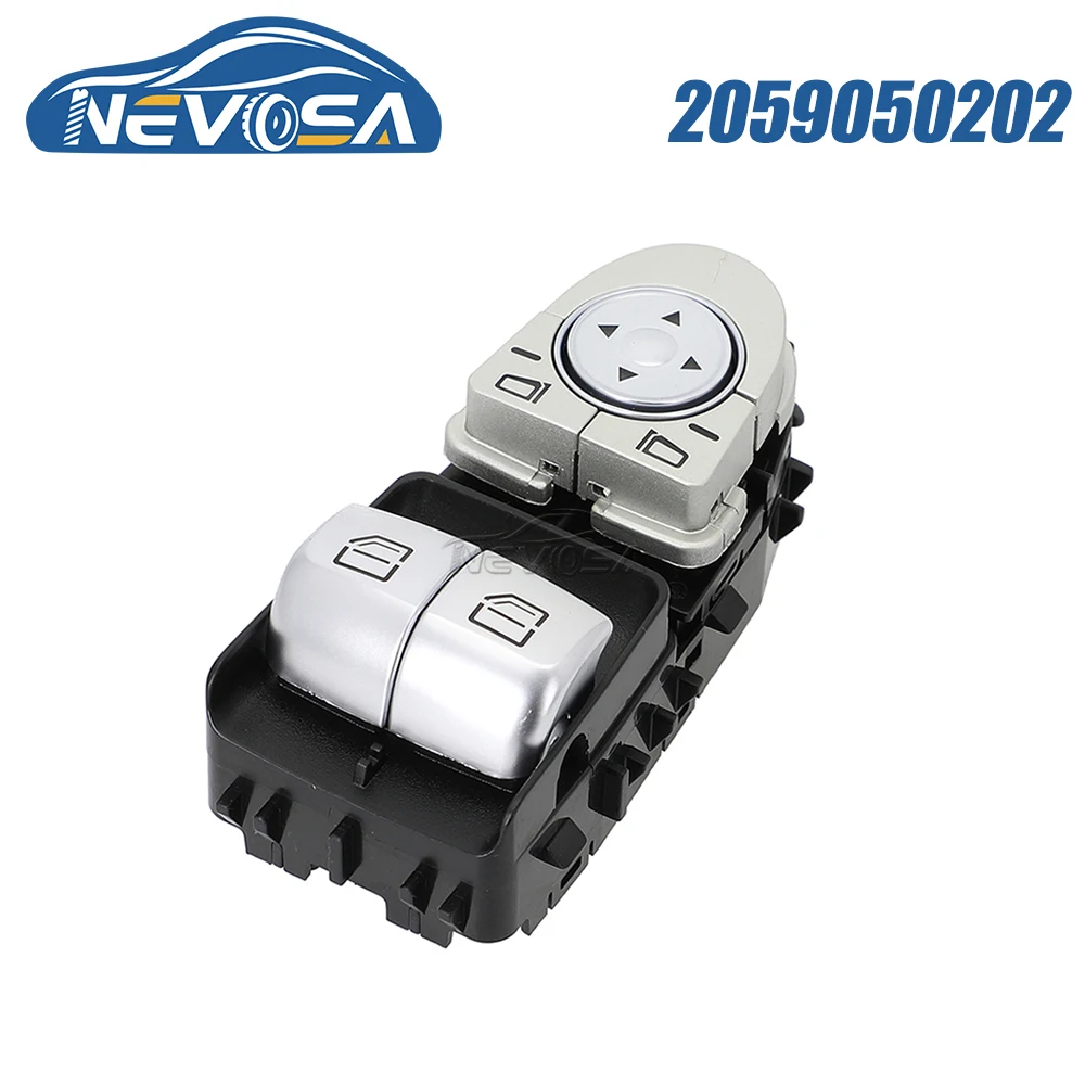 NEVOSA 2059050202 For Mercedes-Benz C300 2017 2018 2019 2021 Front Left Power Window Switch Convertible Coupe A2059057011 3Pins