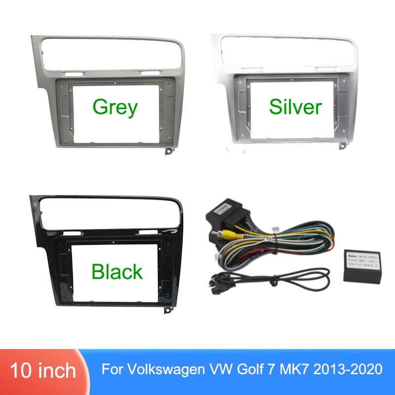 2013-2020 10 Inch Car Radio Fascias Frame For Volkswagen VW Golf 7 MK7 Stereo Panel Wiring Harness Power Cable Canbus Decoder