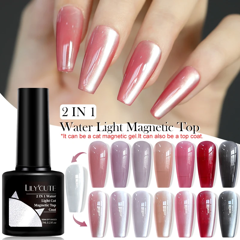 LILYCUTE 7 مللي ضوء الماء القط المغناطيسي معطف فوقي 2 في 1 وظيفة هلام القط تأثير مغناطيسي نقع قبالة شبه دائم UV لتقوم بها بنفسك مانيكير #1