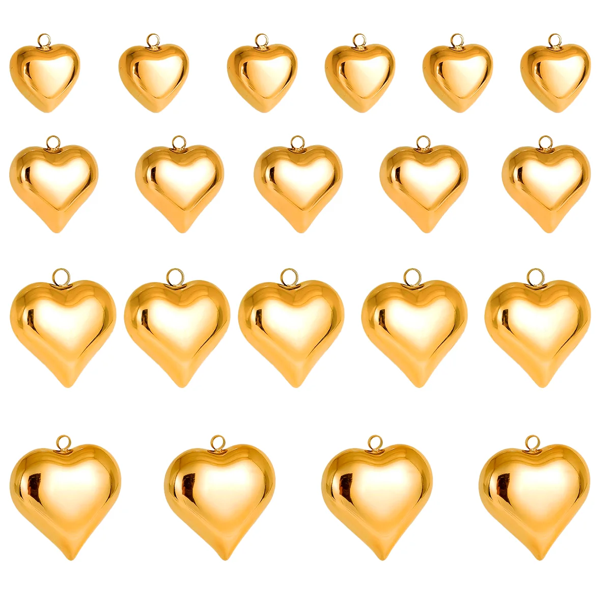 

2pcs Stainless Steel Different Sizes Gold Color 3D Love Heart Shaped Charms Love Romantic Pendants DIY Making Jewelry Findings