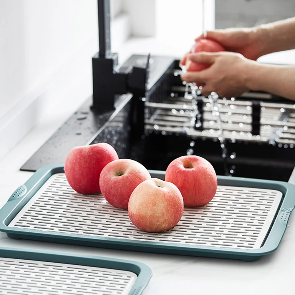 

Double Layer Draining Tray Pp Material Fresh Keeping Vegetable Fruit Storage Basket Kitchen Sink Organizer Water Draining Plate