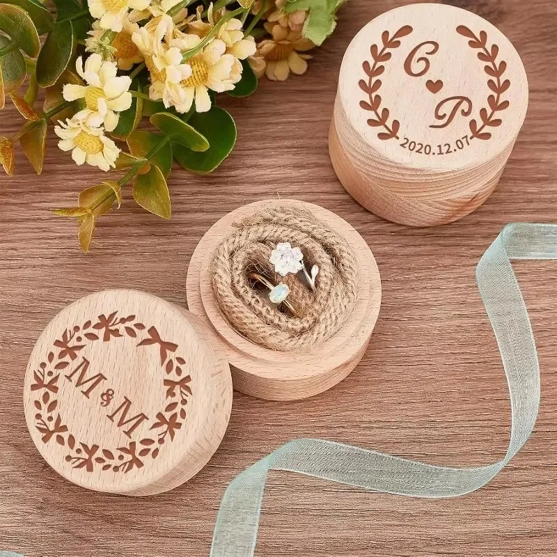 1/10PCS Mini Runde Holz Boxen Natürliche Holz Schmuck Ringe Ohrringe Lagerung Container DIY Jahrestag Valentinstag geschenk Dekor