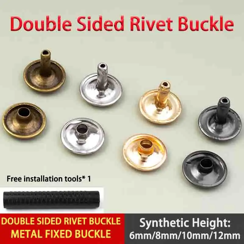 10Sets Metal Double Cap Rivet Stud Round Nailhead Spike Leather DIY Punk Craft Decor Clothes Bag Belt Bracelet Shoes Accessory