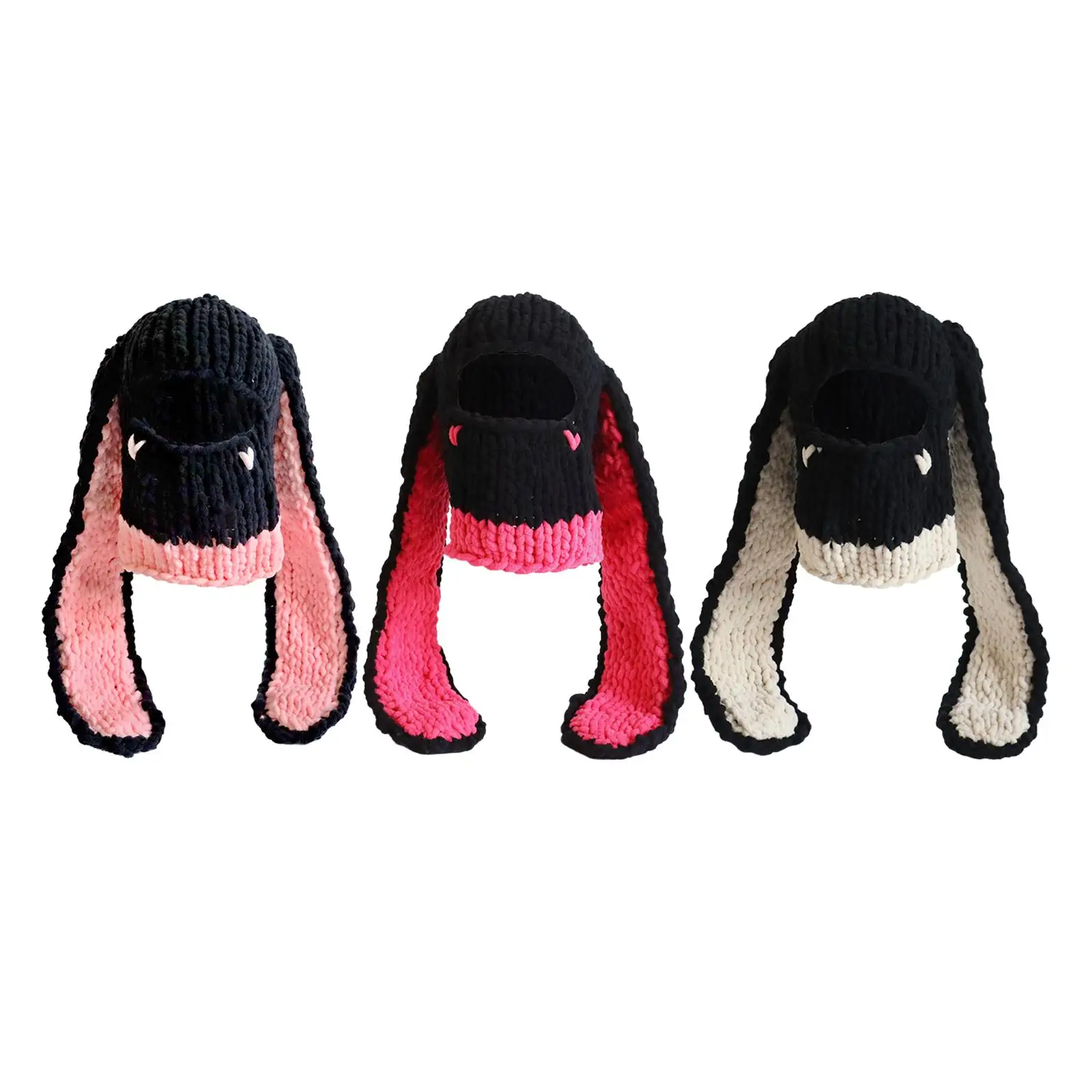 Stylsh Winter Knitted Hat Crochet Caps Thermal Face Cover Ear Protection Women Girl Thick Ear Beanie Hats