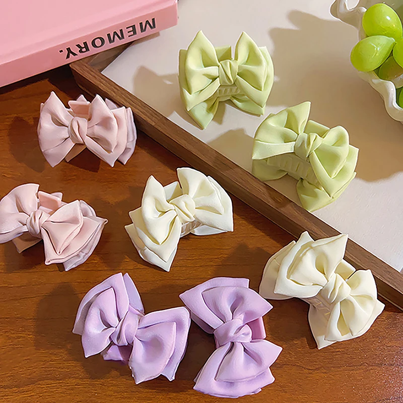 Women Double Sides Bowknot Gird Hair Claw Elegant Simplicity Hair Clips Bangs Small Hairpins Side Clip Barrette Hair Accessories