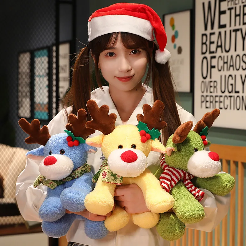 2024 Kawaii Natal Elk mewah boneka Super lembut enam warna rusa mewah mainan rumah liburan dekorasi untuk anak laki-laki dan perempuan hadiah Natal