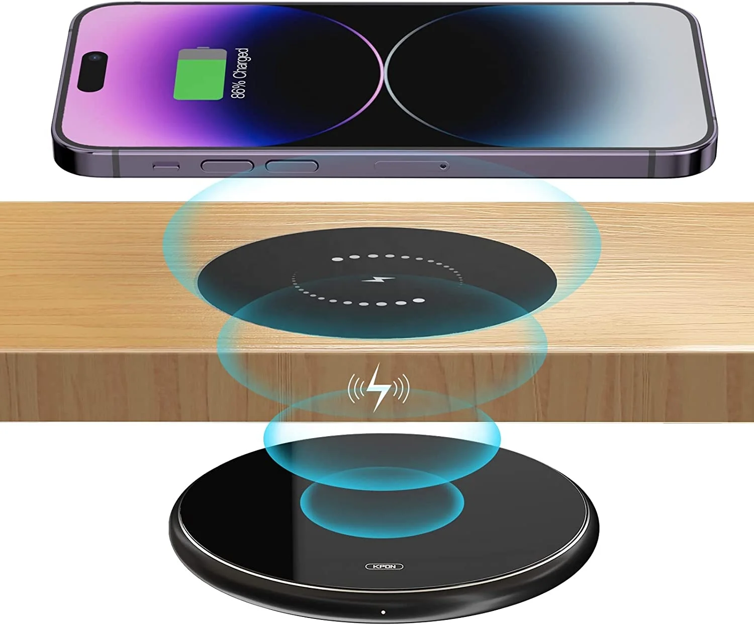 Under Desk Invisible Wireless Charger Hidden Long Distance Wireless Phone Charger with QC3.0 adapter