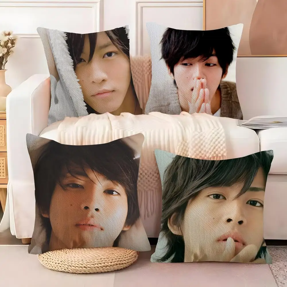 Tori Matsuzaka Actor Cushion Cover  Plush Fabric Soft Double Sided Print Sofa Cushion Cover Throw Pillow Covers