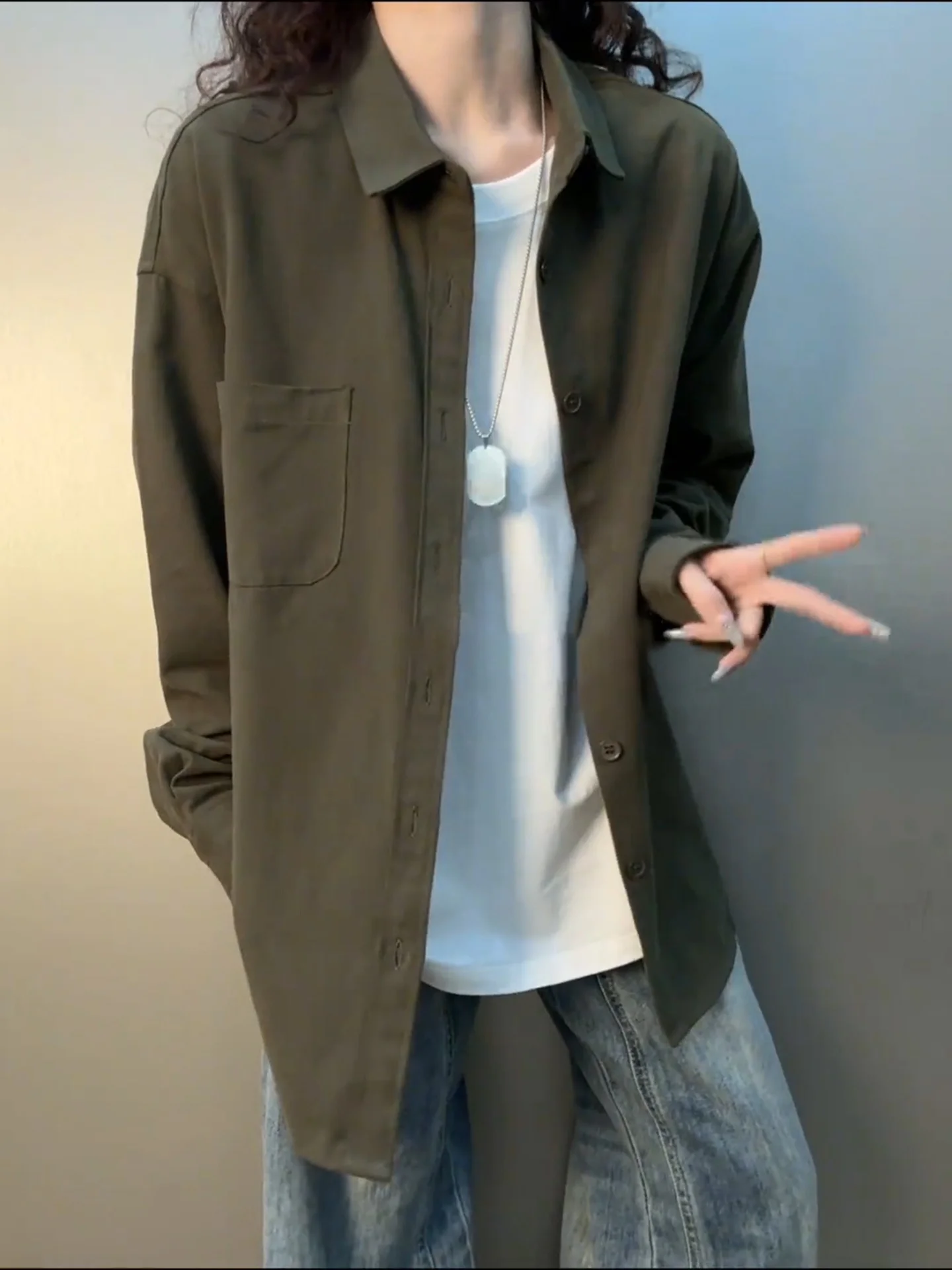 

Men's Workwear irt een Pure Cotton Oversize American Sle Spring Heavyweight Casual Long Sve Breathable Coat