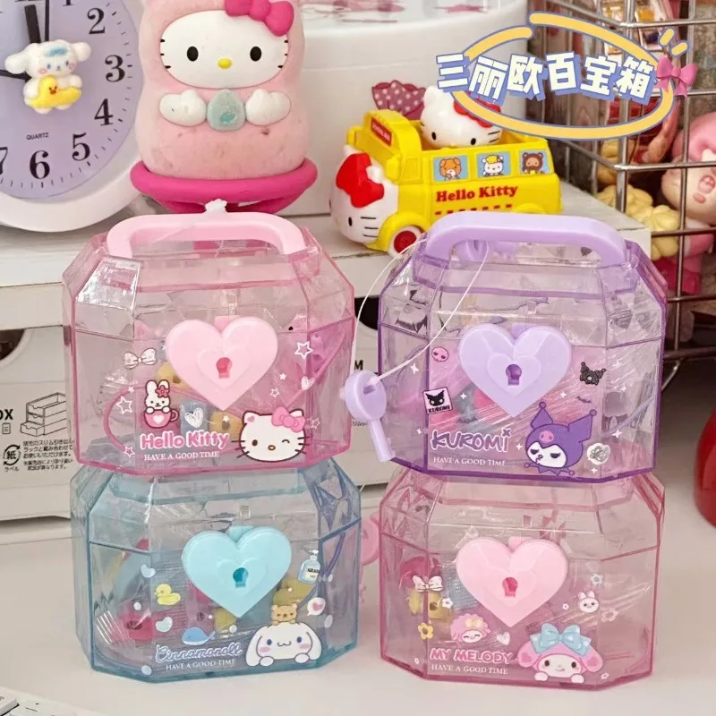 

1pcs Cinnamoroll Anime Kawaii Sanrio Baby Storage Box Cute My Melody Kuromi Transparent Jewelry Box Bracelet Diy Case Toys