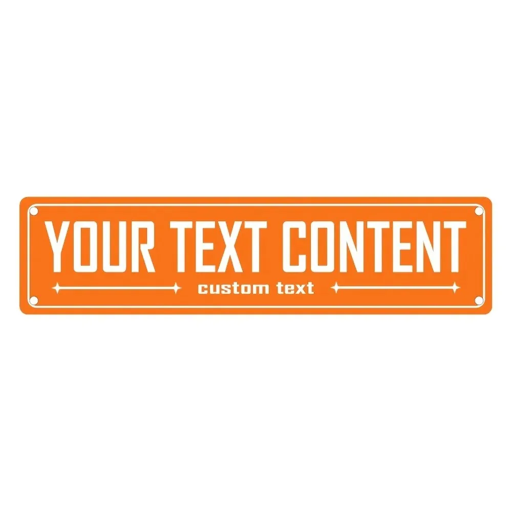 Home Outdoor Wall Plaque 40×10cm [2D Flat] Custom Orange Waterproof Dustproof Aluminum Sign Personalized Text Only For Decoratio