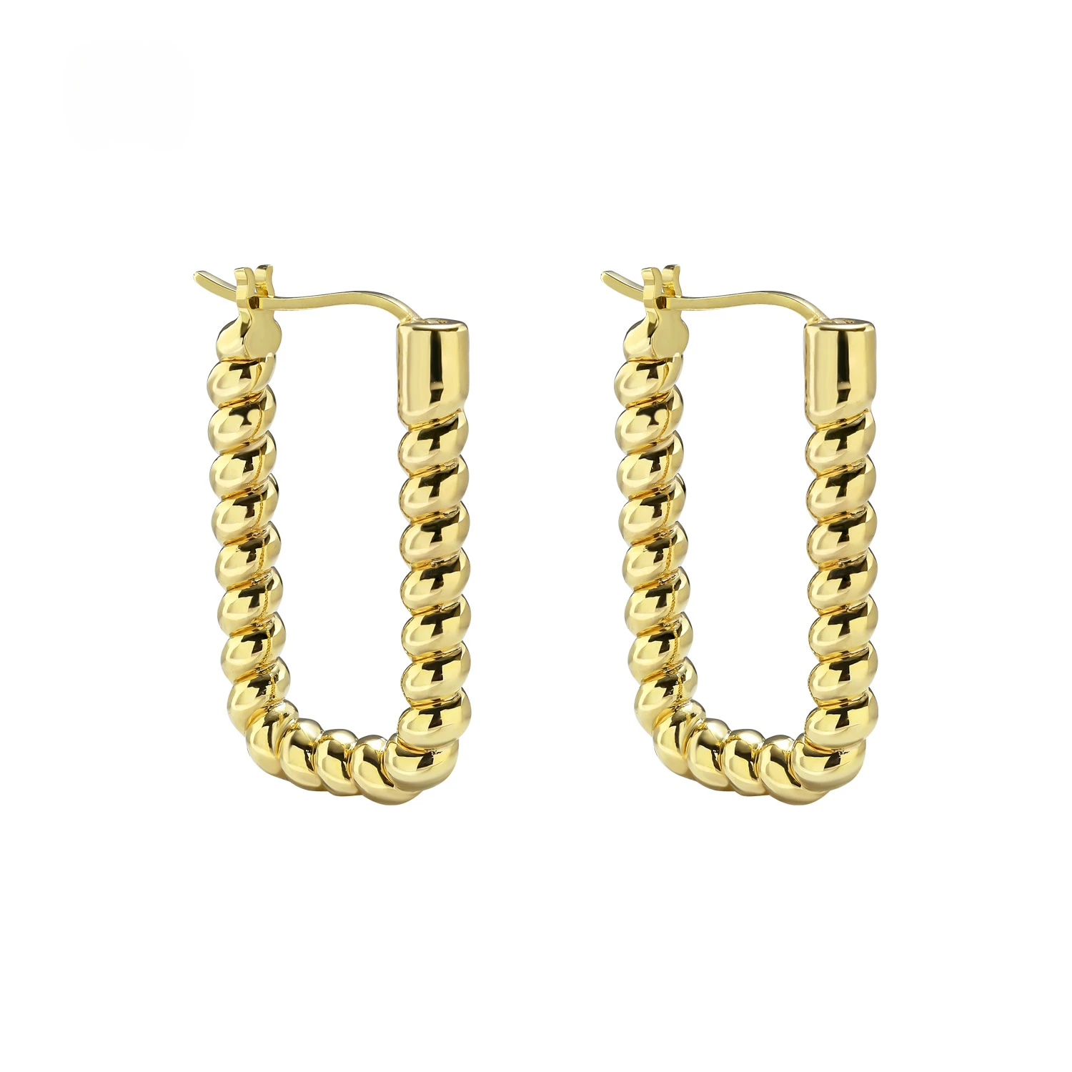 

Fine jewelry 18k Real Gold jewelry Real Gold Jewelry U Shape Twists Hoop Earrings Au750 gold 18k real oro 18k original