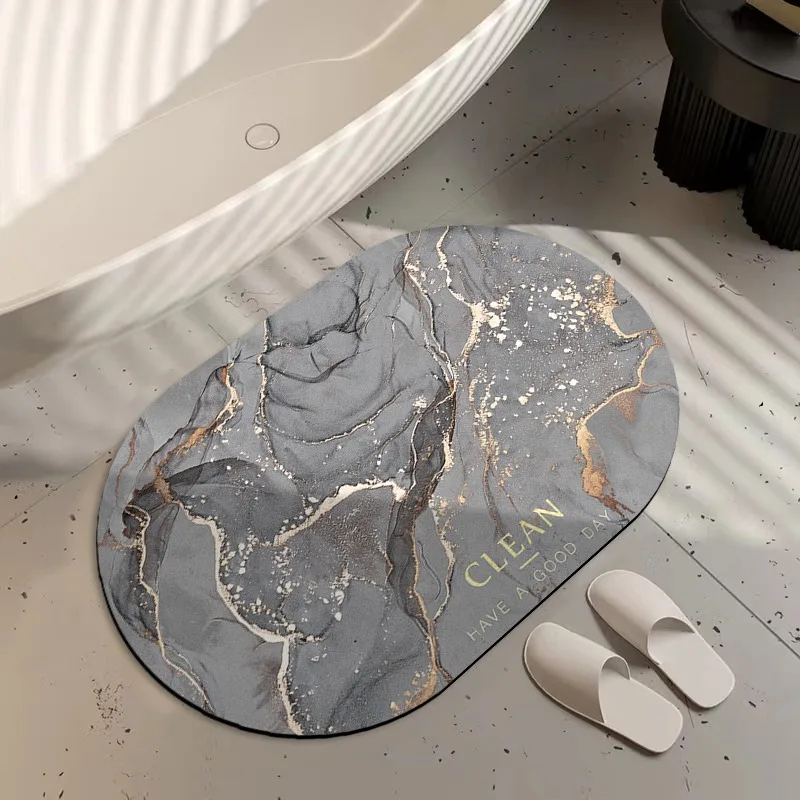 

Bathroom Carpet Non-slip Floor Mat Absorbent Diatom Mud Foot Mats Imitation Marble Home Decor Rug for Toilet Shower Area 욕실 카펫