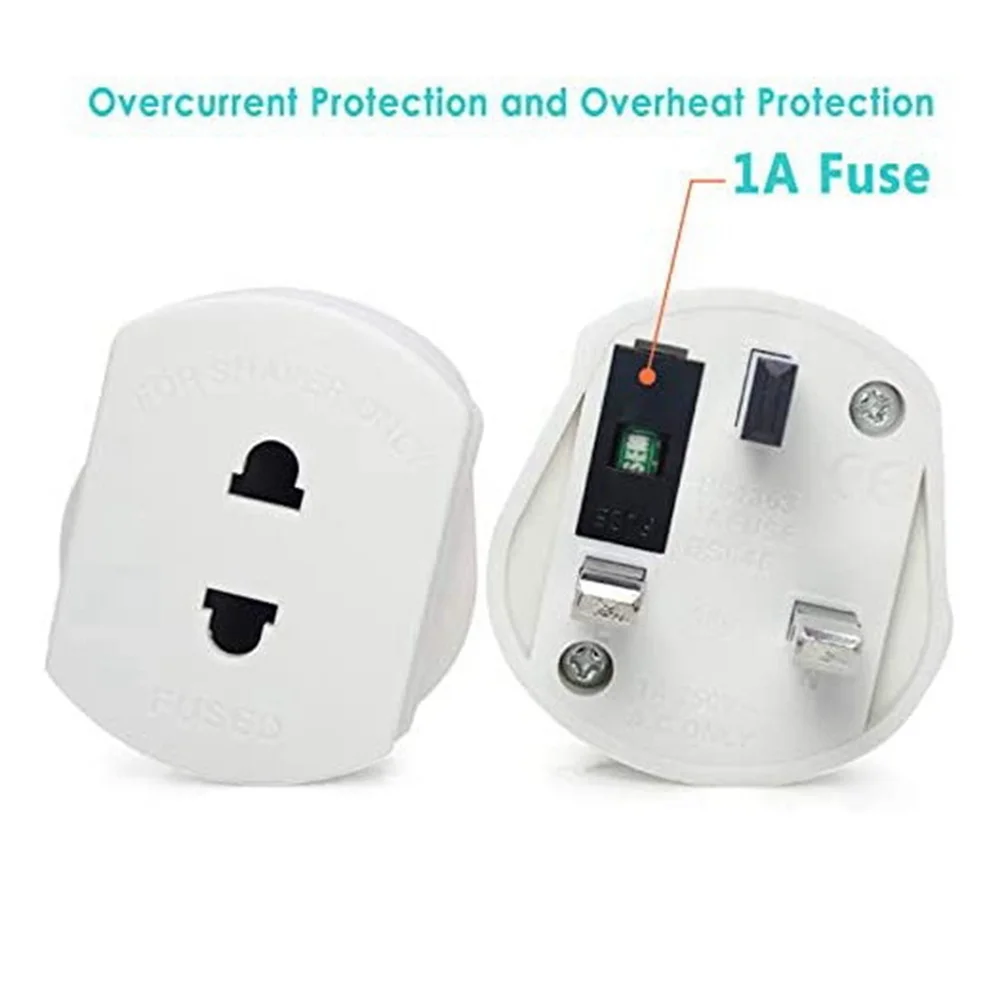 อะแดปเตอร์เครื่องโกนหนวดไฟฟ้าแบบ1A 2ถึง3ขาปลั๊กแปลงสำหรับแปรงสีฟันหนักสหราชอาณาจักร10แพ็ก