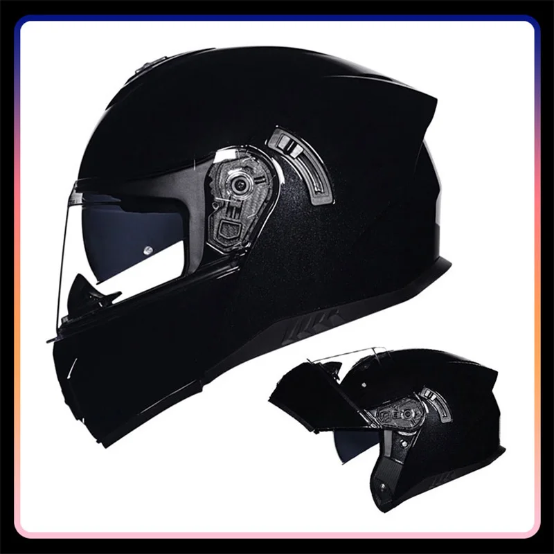 Motorcycle Full Face Flip Up Helmet Modular Integrated Sport Helmet DOT Approved Flip-up Helmet Double Visor Helmets Adults Men