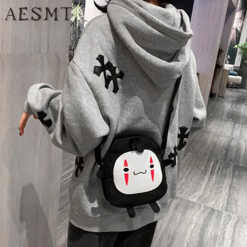 Anime Cute No Face Man Plush Bag Hayao Miyazaki Messenger Bag for Kids Adults Kawaii School Bags Unisex