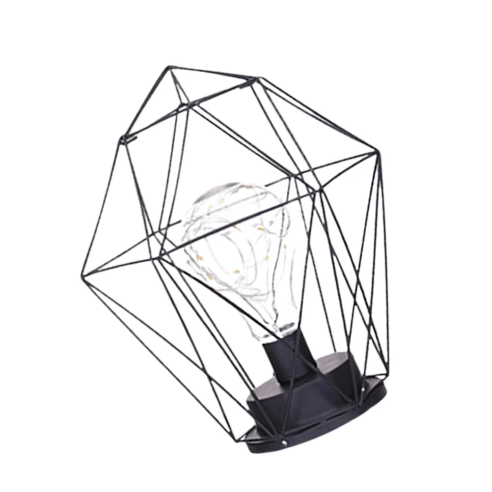 

Iron Lamp Minimalist Hollow Geometric Retro Style Light for Study Bedroom Living Room Christmas Party Decoration