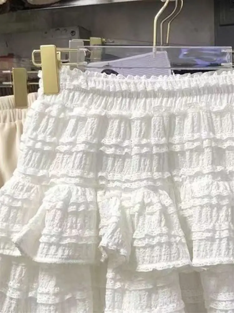 

Sweet Ballet Sle Ruffle Lace f Skirt Puffy ort Cake Skirt Soft Girl Spring Design Sense Unique Fre Sle High Waist