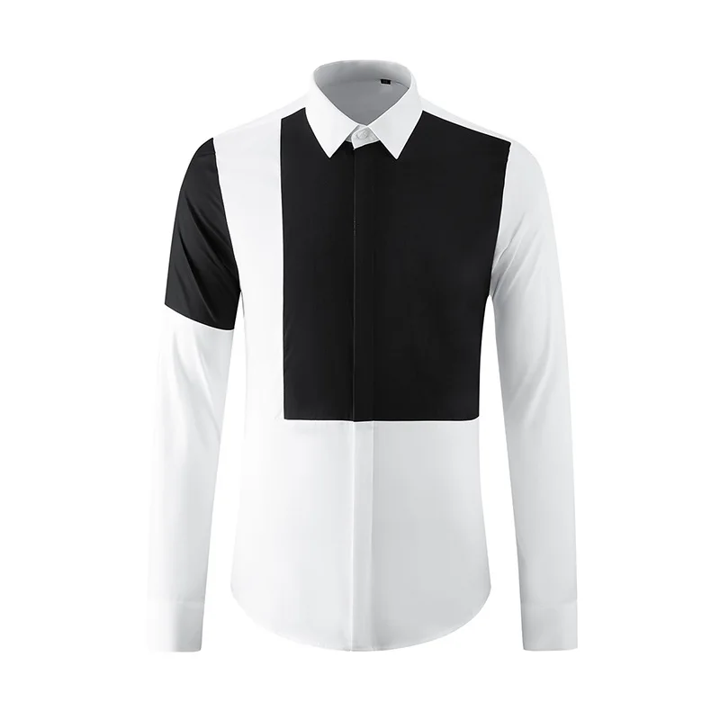 

British Style Patchwork Men's Long Sleeved Shirt Cotton Comfortable Casual Business Dress Shirt Streetwear Social Men Clothing