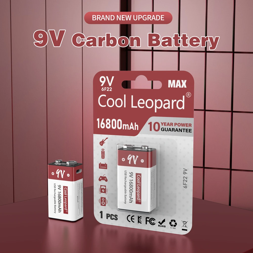 

9V 12800mah lithium ion Rechargeable Battery type-C USB battery 9 Volt multimeter lithium microphone metal detector