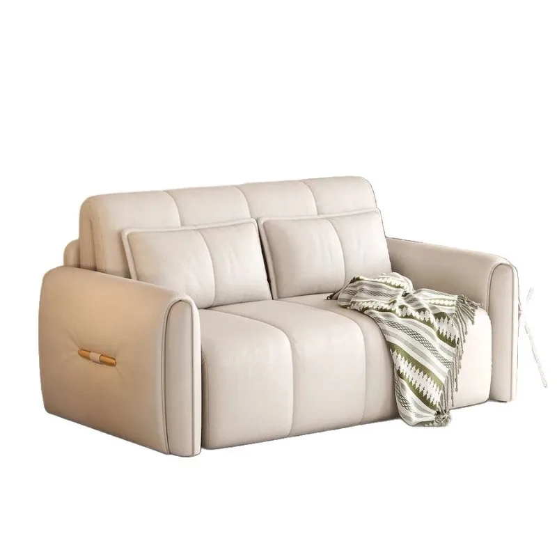 sofa bed dual-purpose foldable anti-cat claw leather multi-functional small apartment double retractable combing bed