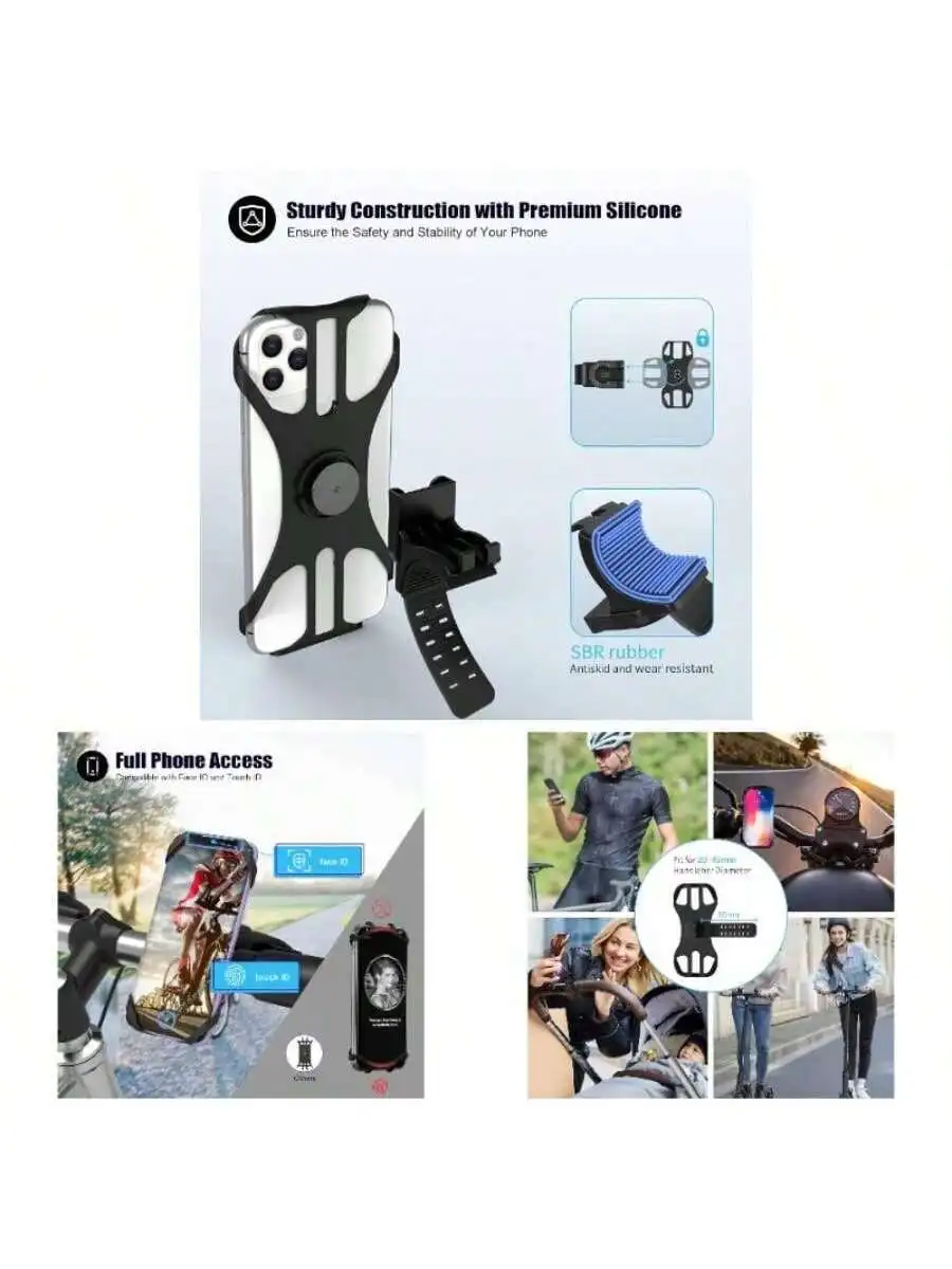 Detachable Bike Phone Holder, Universal Motorcycle Cell Phone Mount, 360 Rotatable Adjustable Bike Phone Mount Compatible 4 - view 6