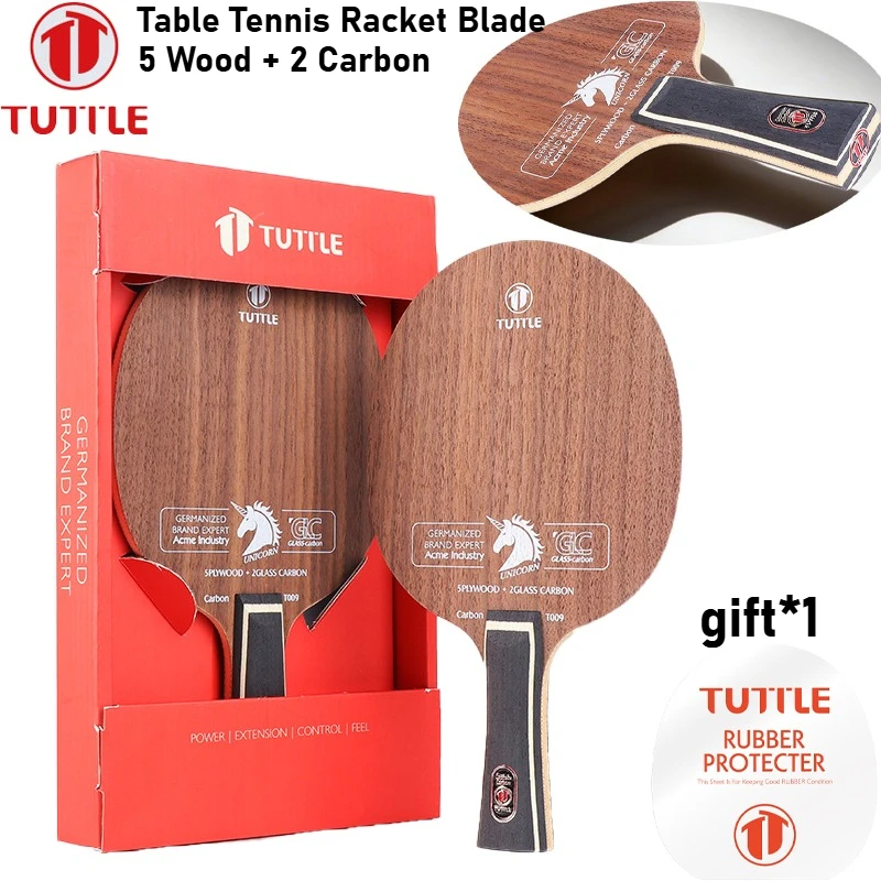 

TUTTLE Table Tennis Racket Blade 5 Wood 2 Carbon Walnut Fiberglass Carbon Ping Pong Professional Paddle for Fast Attack & Loop