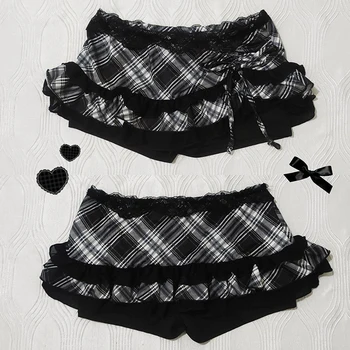 Summer Y2K Skirt Women Harajuku Streak Graphic Print Sexy Spicy Girls Mini Skirt Hip Hop Punk Lace Half Length Skirt