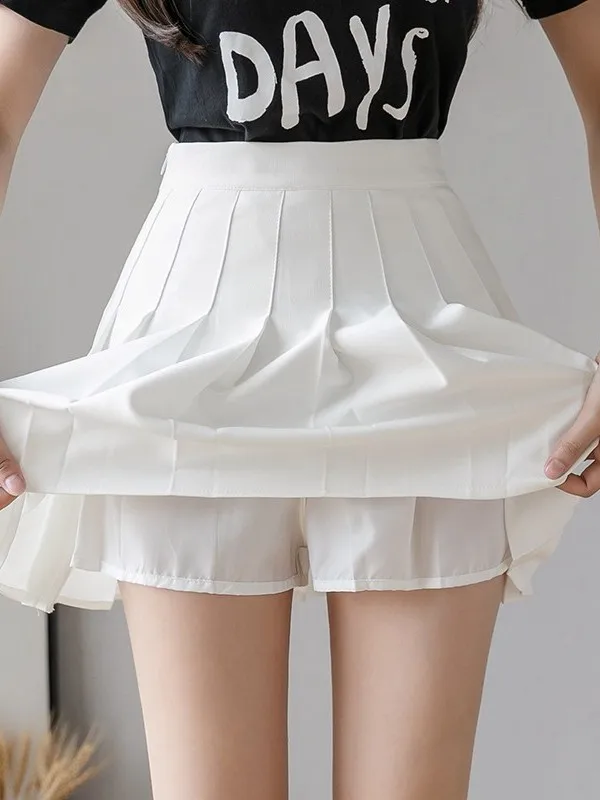 

Casual Pure Color Pleated Skirt Women's f-length A-Line Skirt College Sle Daily Wear Comfortable Loose Fit Summer Skirt
