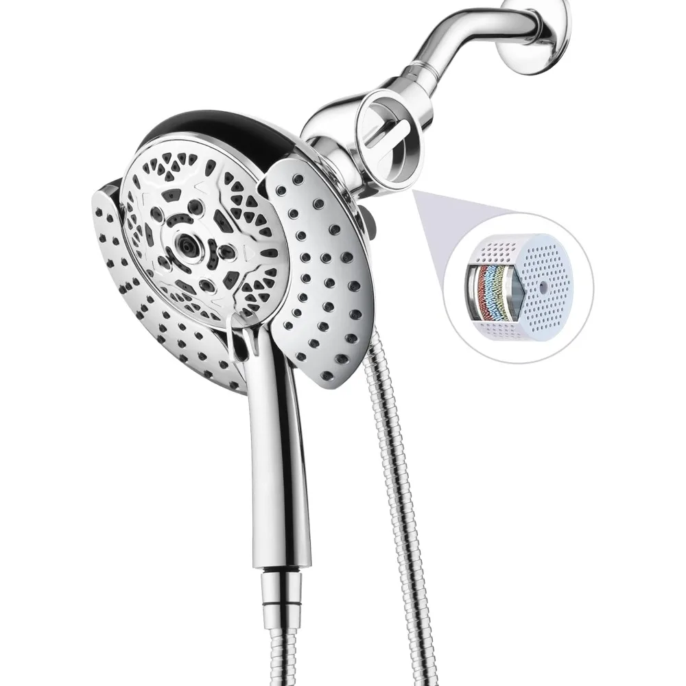 2-in-1 Filtered Shower Head with Handheld:10-Mode Detachable Showers Heads with Massage Spray, Trim Systems Shower Head