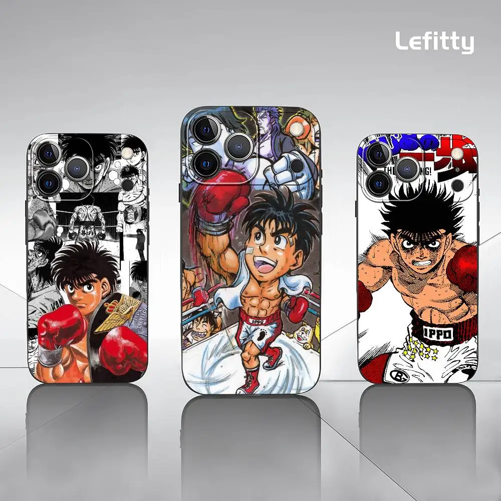 Чехол для телефона «Аниме H-Hajime No Ippo» для iPhone 17, 16, 15, 14, 13, 12, 11 Pro Max Plus, мини-черный матовый мягкий чехол Funda